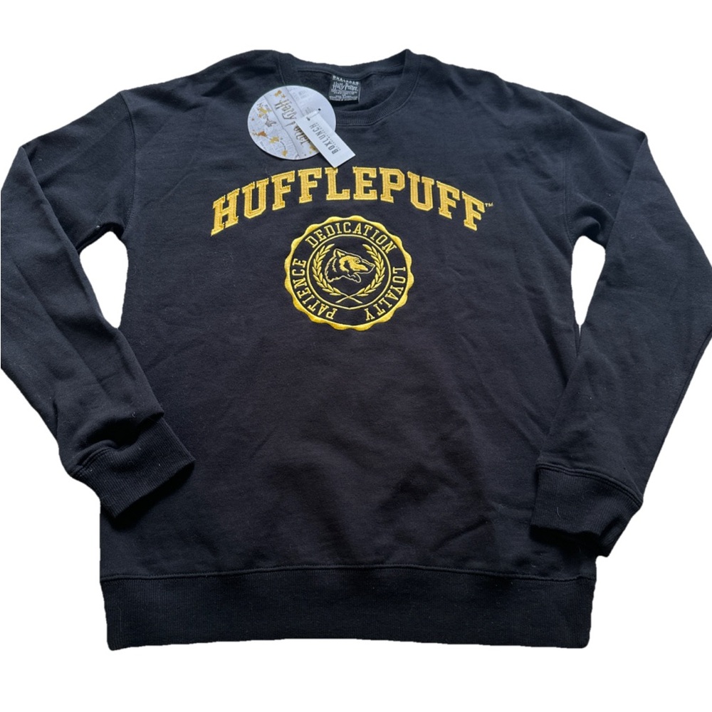Box Lunch Harry Potter Hufflepuff Sweatshirt Size XS Black Yellow embroidered  🪄